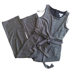 Nicole Miller Women’s Large Black Sparkly Metallic Belted Jumpsuit